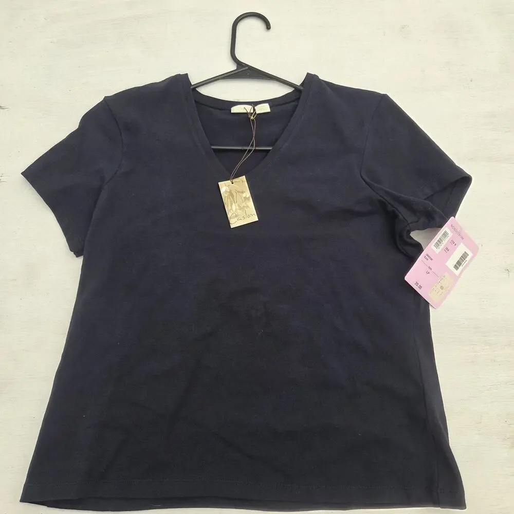 Caslon Women's Black Short Sleeve T-Shirt Top Size Large EUC